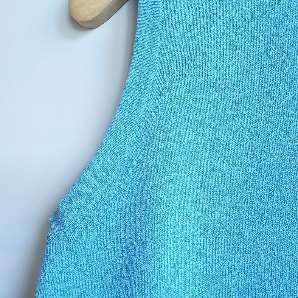 Vintage Y2k Turquoise Knit Top (Fits Small 16" P2p Tag L) Aqua Chain Grommet — image 4 of 8